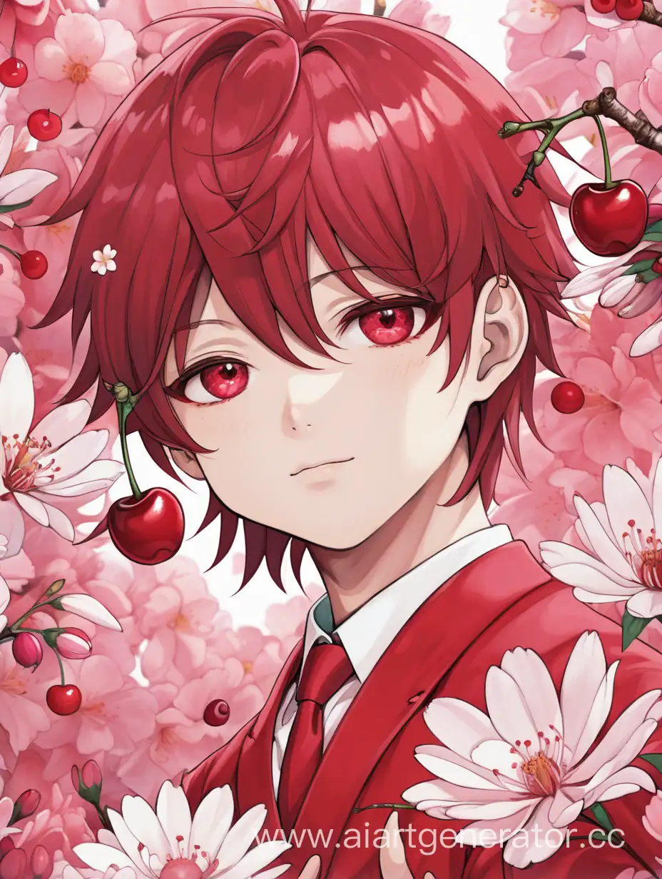 Cheerful-Boy-Surrounded-by-Red-Pink-and-White-Flowers