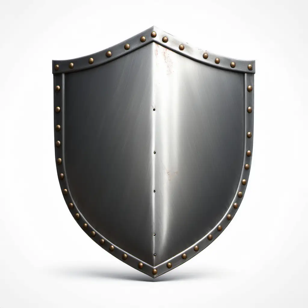 Medieval Metal Shield Displayed on White Background