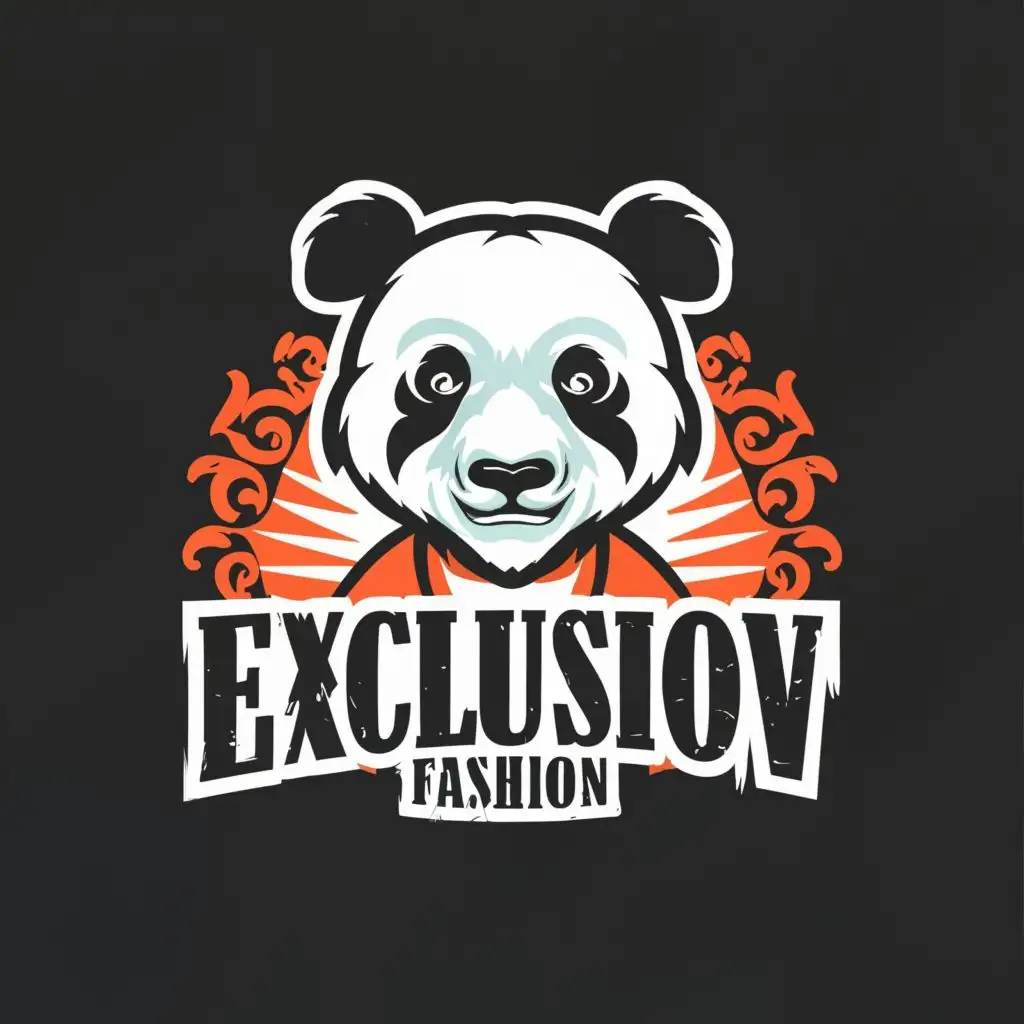logo, A panda, with the text "Exclusive Fashion", typography, be used in Internet industry