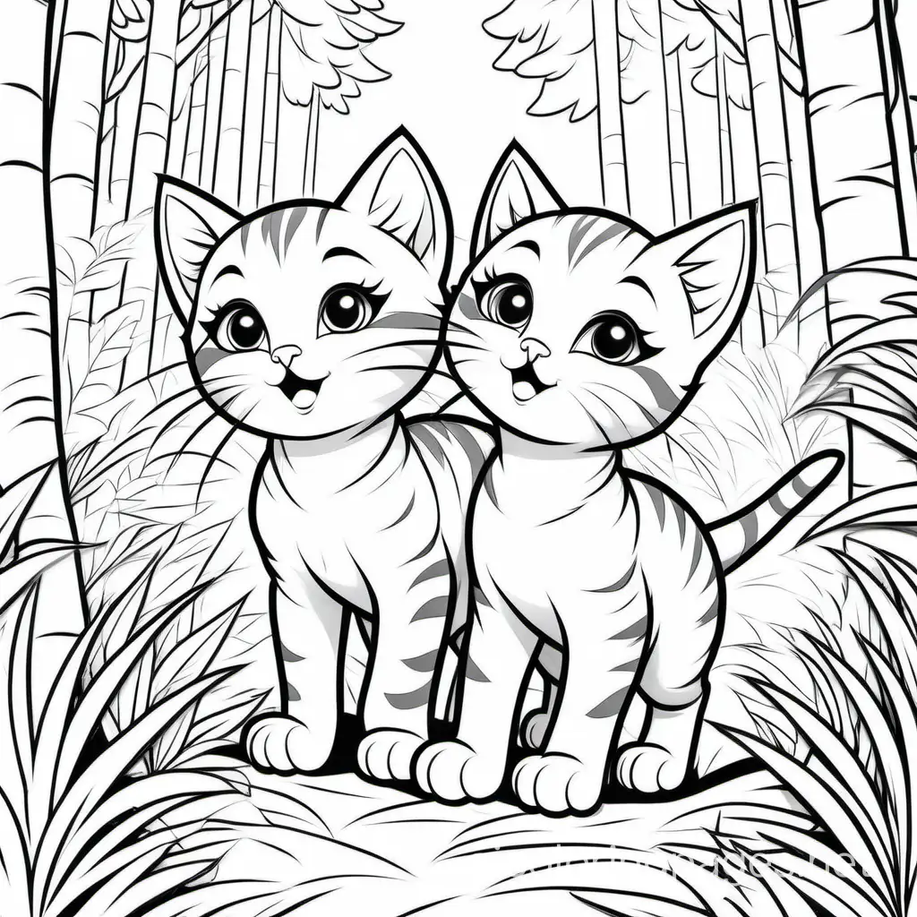 Playful-Kittens-Exploring-Forest-Coloring-Page-for-Kids