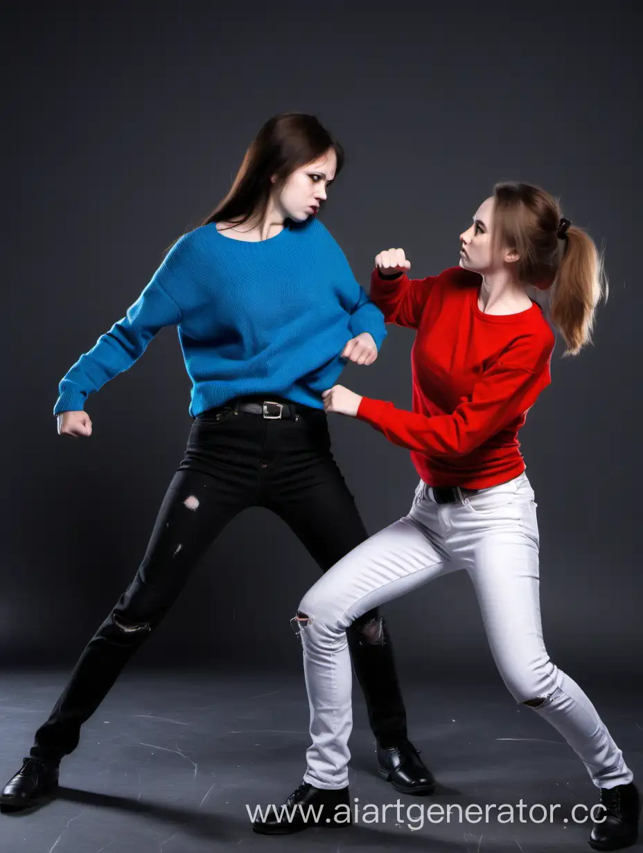Confrontation-Red-Tshirt-vs-Blue-Sweater