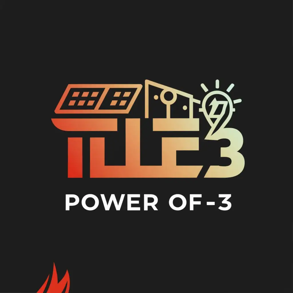 a logo design,with the text "Tile POWER OF3", main symbol:Tìle brand logo renewable energy development    gold silver red,complex,be used in Technology industry,clear background