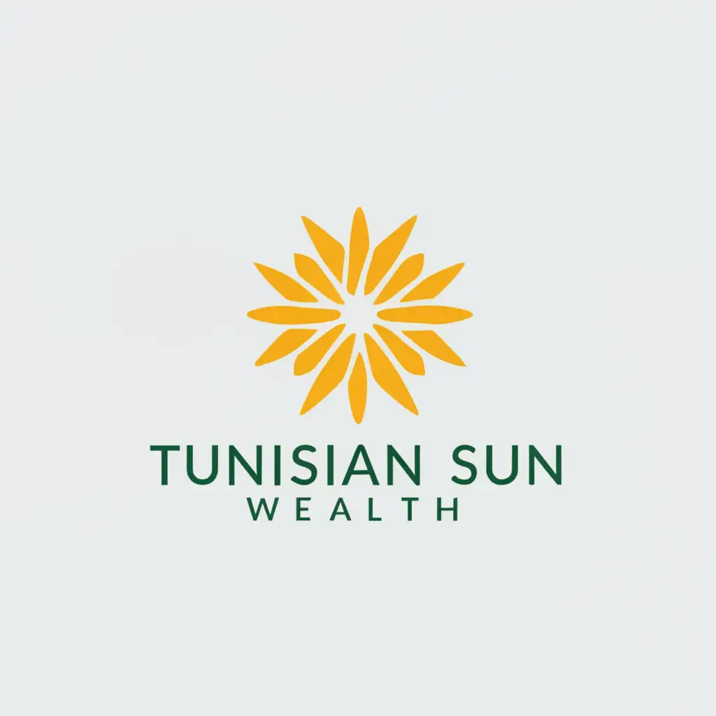 a logo design,with the text "tunisian sun wealth", main symbol:sunshine,Minimalistic,be used in Nonprofit industry,clear background