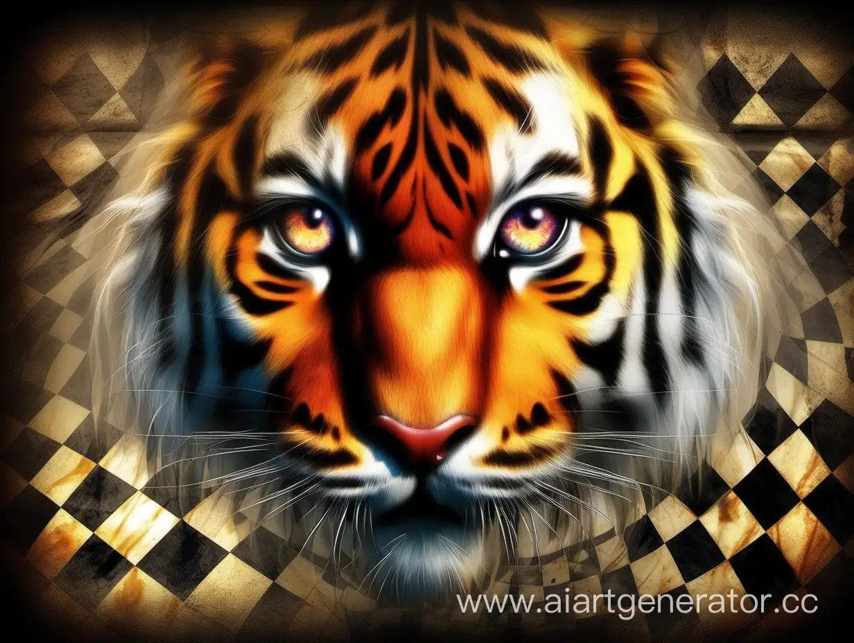 tiger, tiger eyes real, chess, abstraction