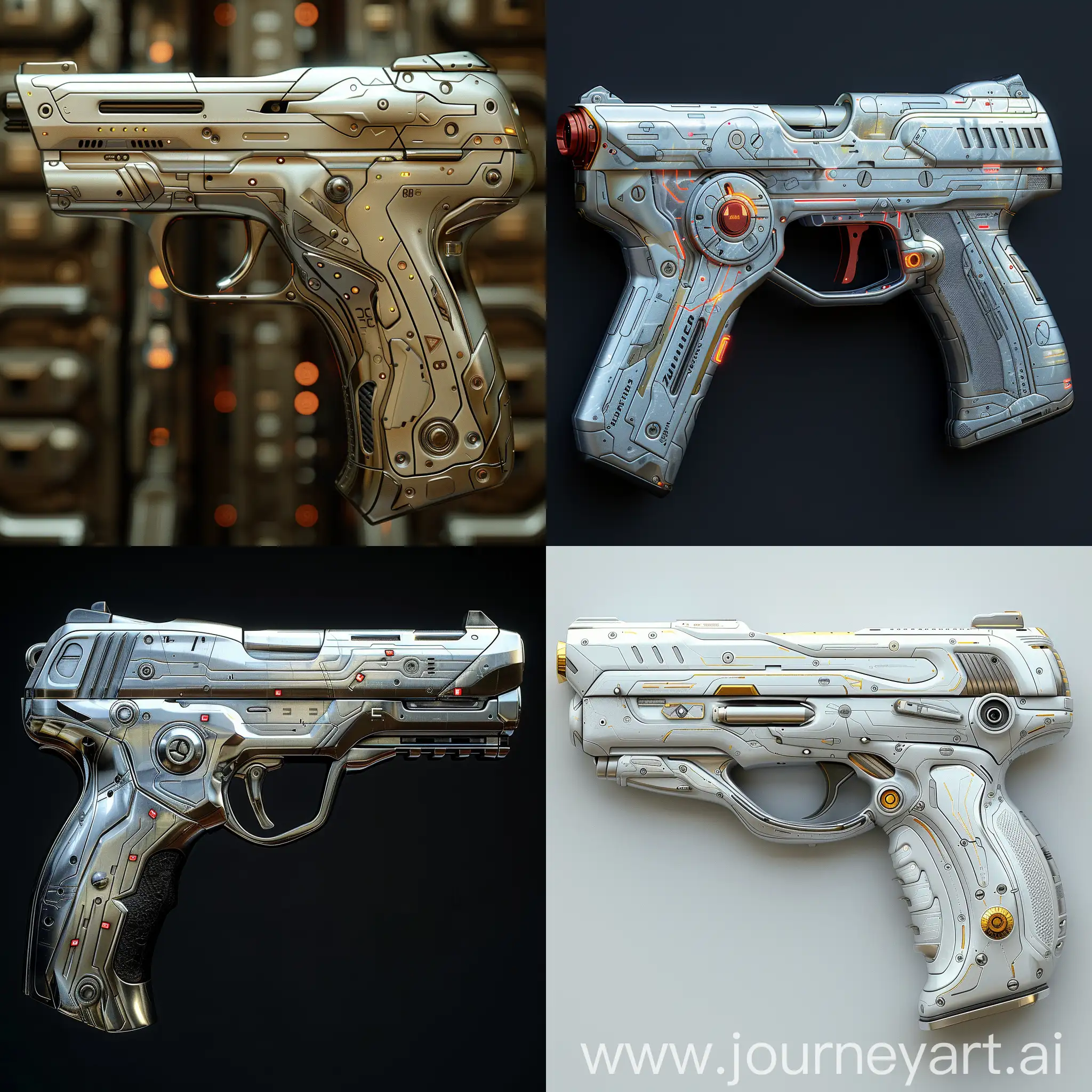 Stainless-Steel-Futuristic-Pistol-with-Electrically-Conductive-Features