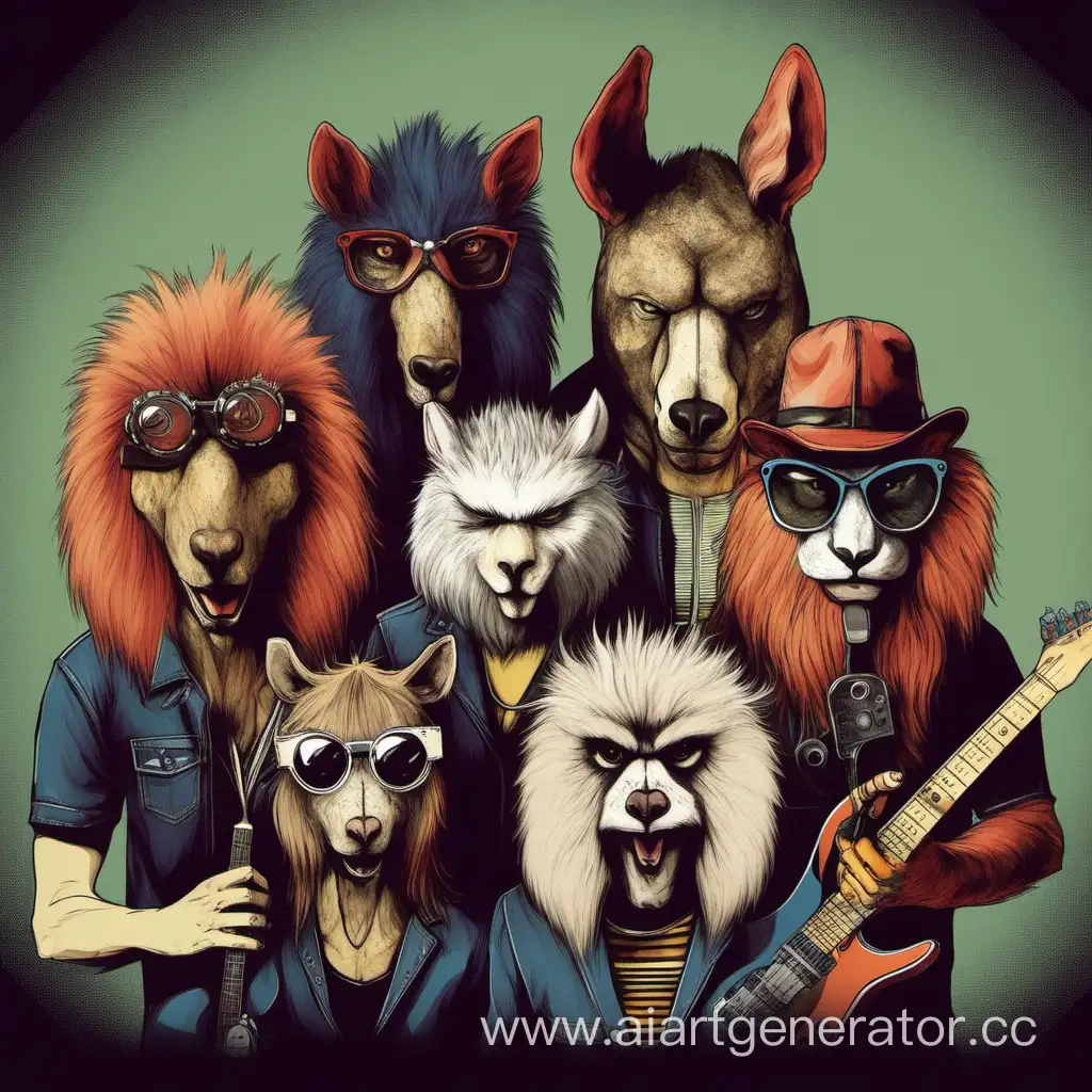 рок группа с лицами животными