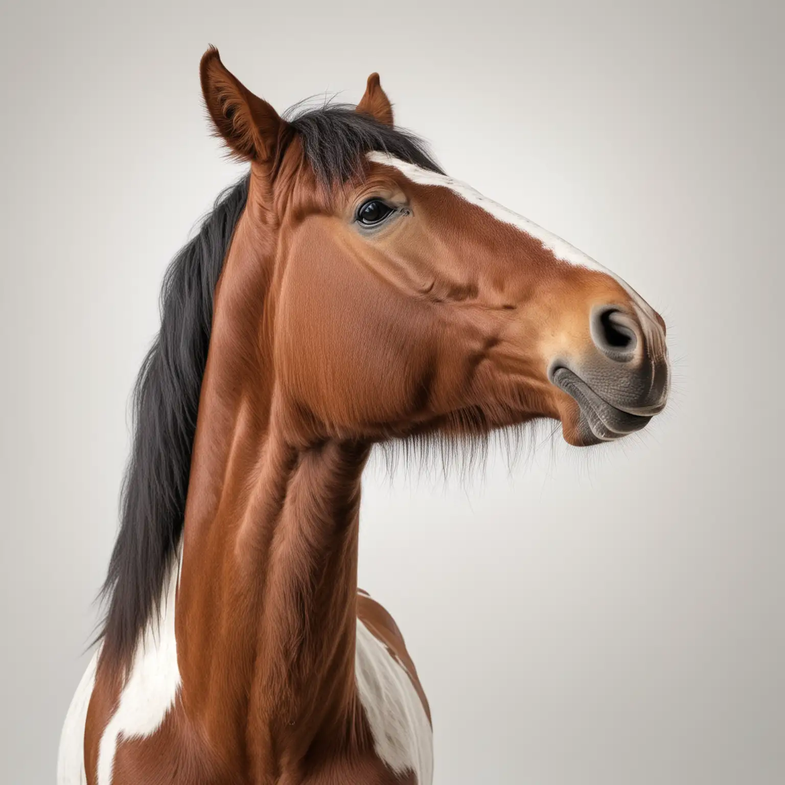 Graceful Horse Gazing Upwards Against a Clean White Background