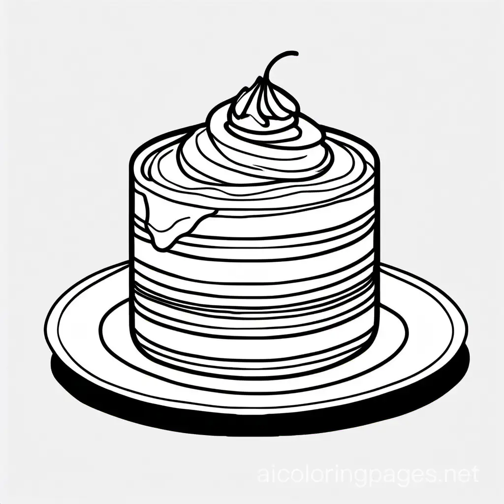 Create a bold and clean line drawing a Tiramisu . without any background , Coloring Page, black and white, line art, white background, Simplicity, Ample White Space. The background of the coloring page is plain white to make it easy for young children to color within the lines. The outlines of all the subjects are easy to distinguish, making it simple for kids to color without too much difficulty