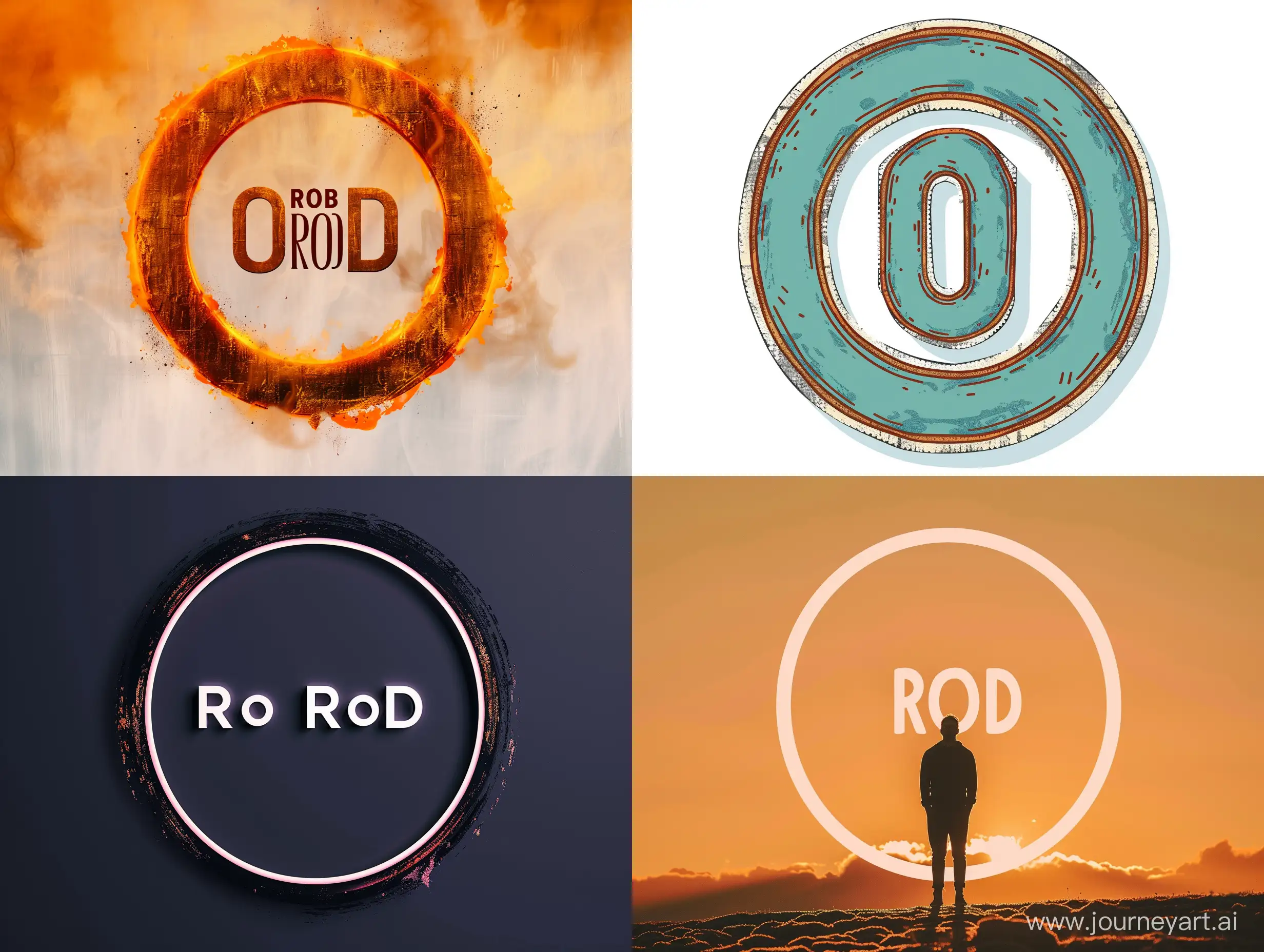 A big circle with the name of ROB ROD in the middle of the circle sharing the same O
