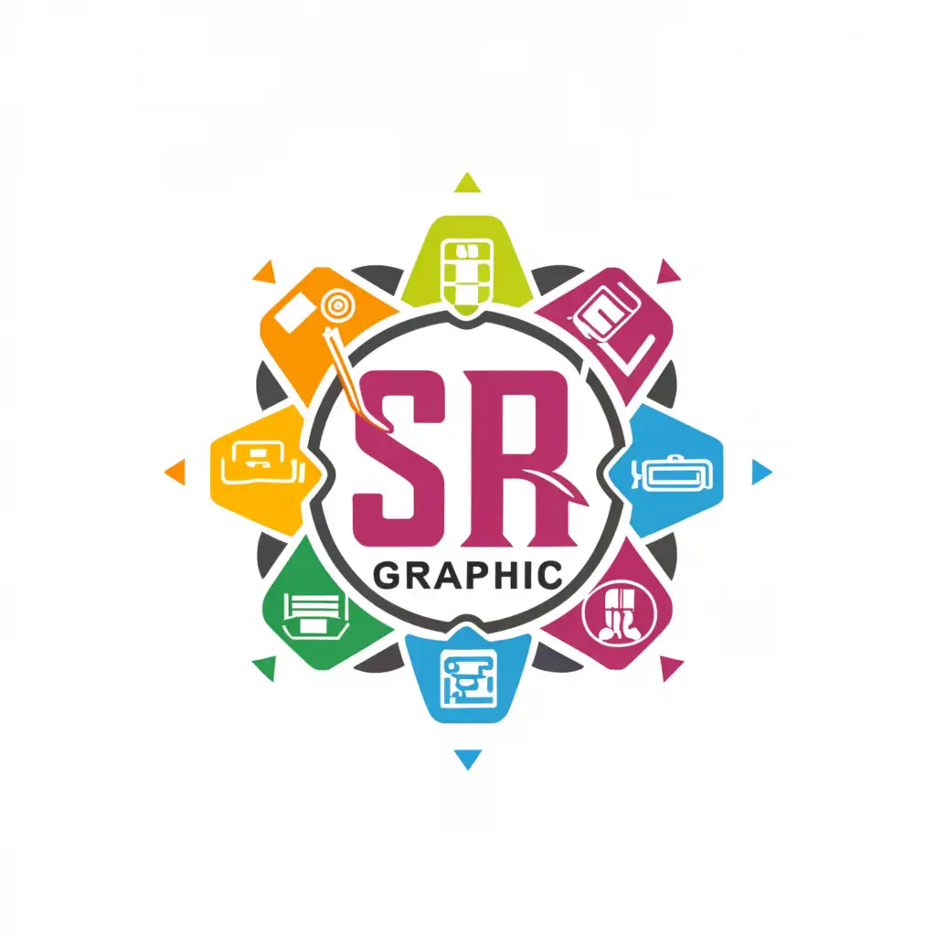 a logo design,with the text "sr graphic", main symbol:Make school i-card, wallet cards, pvc card, qr code cards, designing and printing,Moderate,clear background