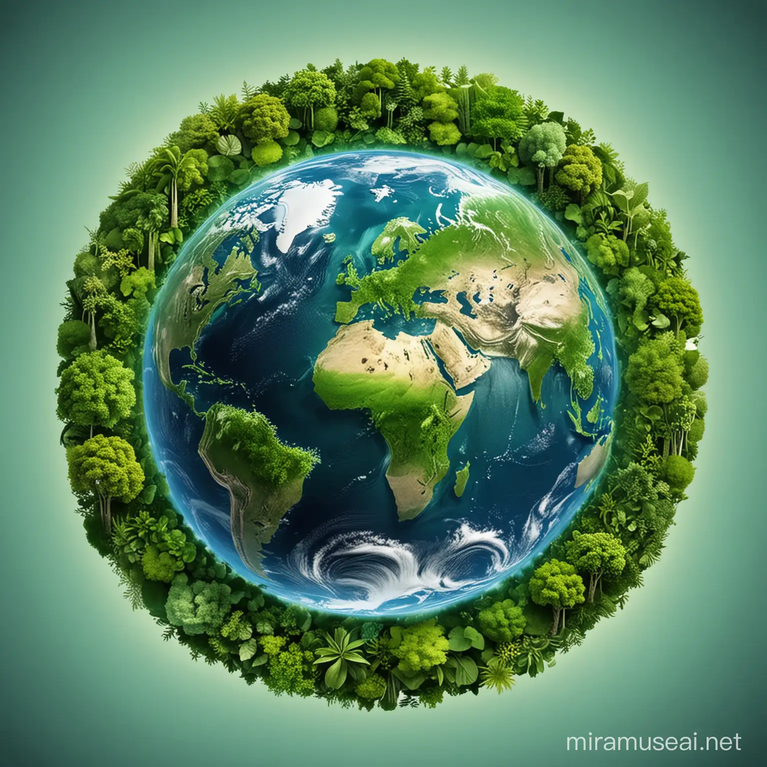 Vibrant Green Planet Earth Design Concept