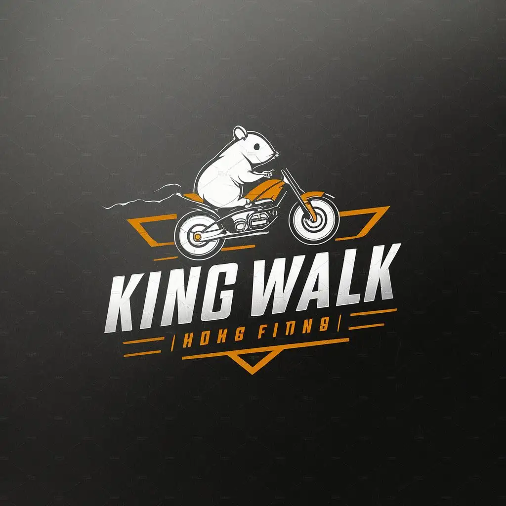 logo, A hamster ride on motorcycle, with the text "King Walk Walk", typography, be used in Sports Fitness industry
