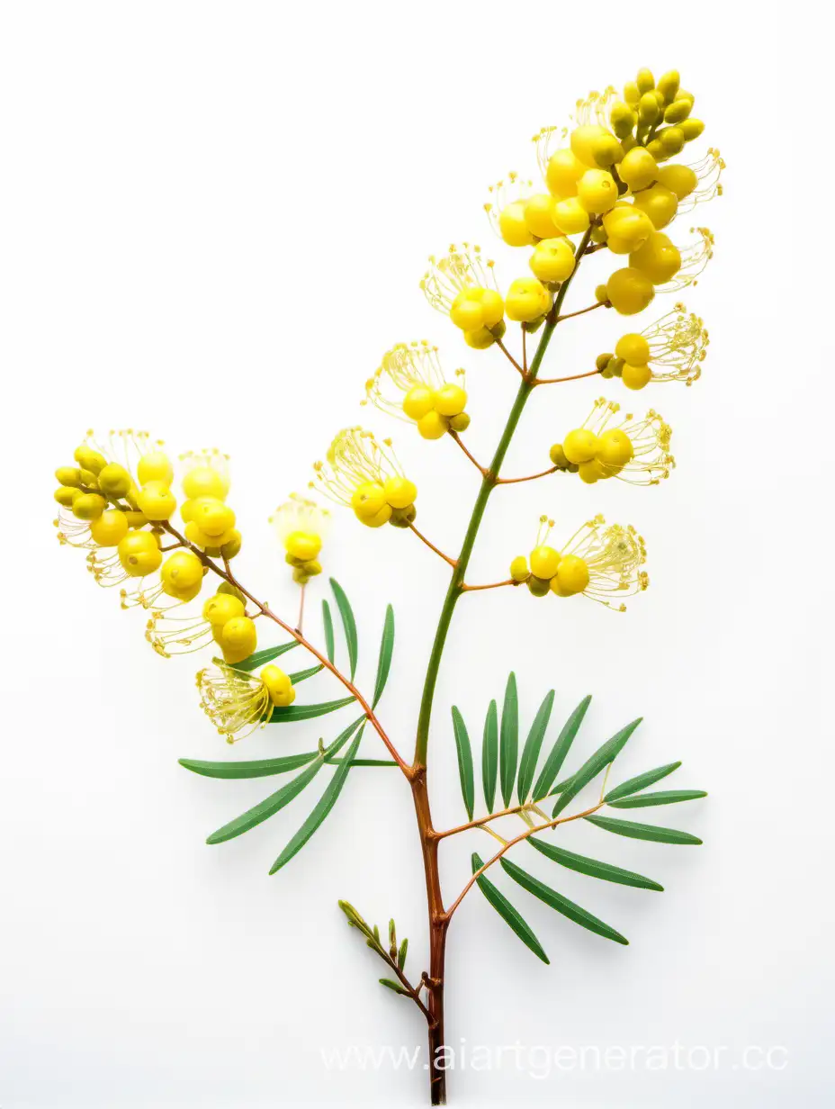 Botanical wild Acacia flower on white background