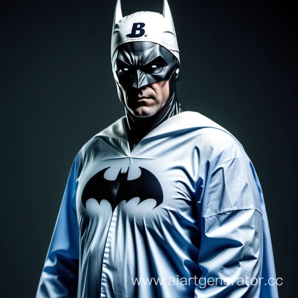 бэтмен в медицинском халате и белой медицинской шапочке 