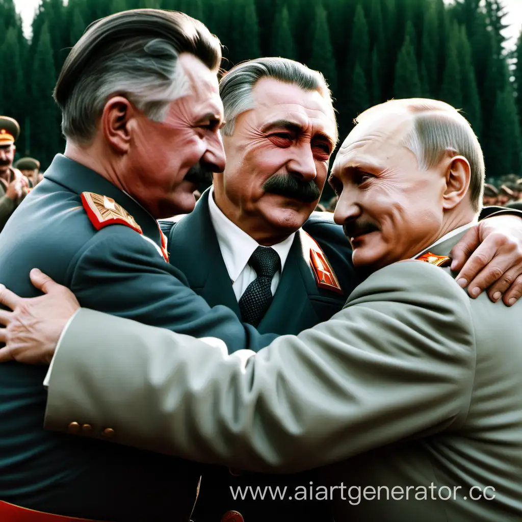 Сталин, Гитлер и Путин обнимаются 