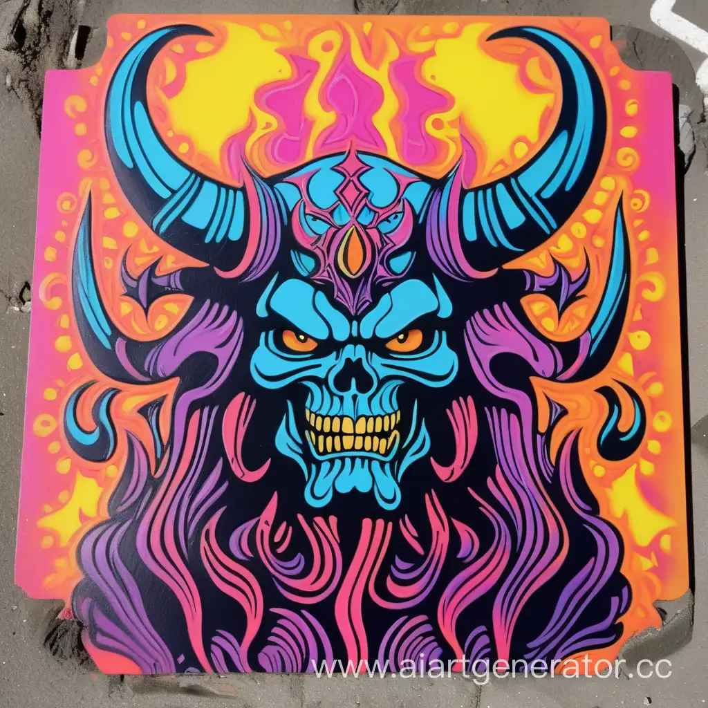 street art stencil Psychedelic Diablo 4 colors