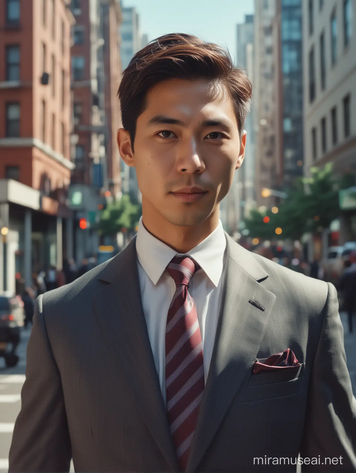 Asian Businessman in High Definition Cinematic Suit and Tie Portrait