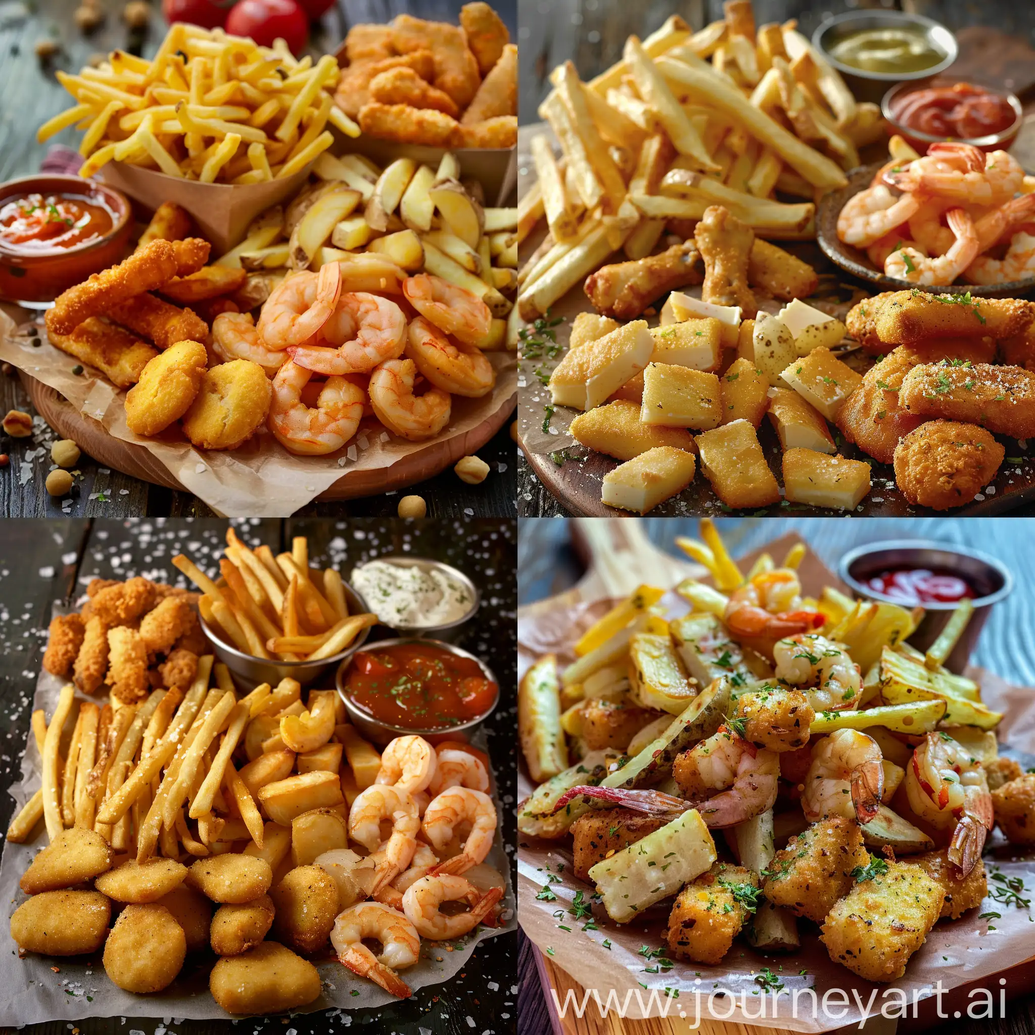 Gourmet-Snack-Platter-with-French-Fries-Nuggets-Shrimp-Wings-and-Cheese-Sticks