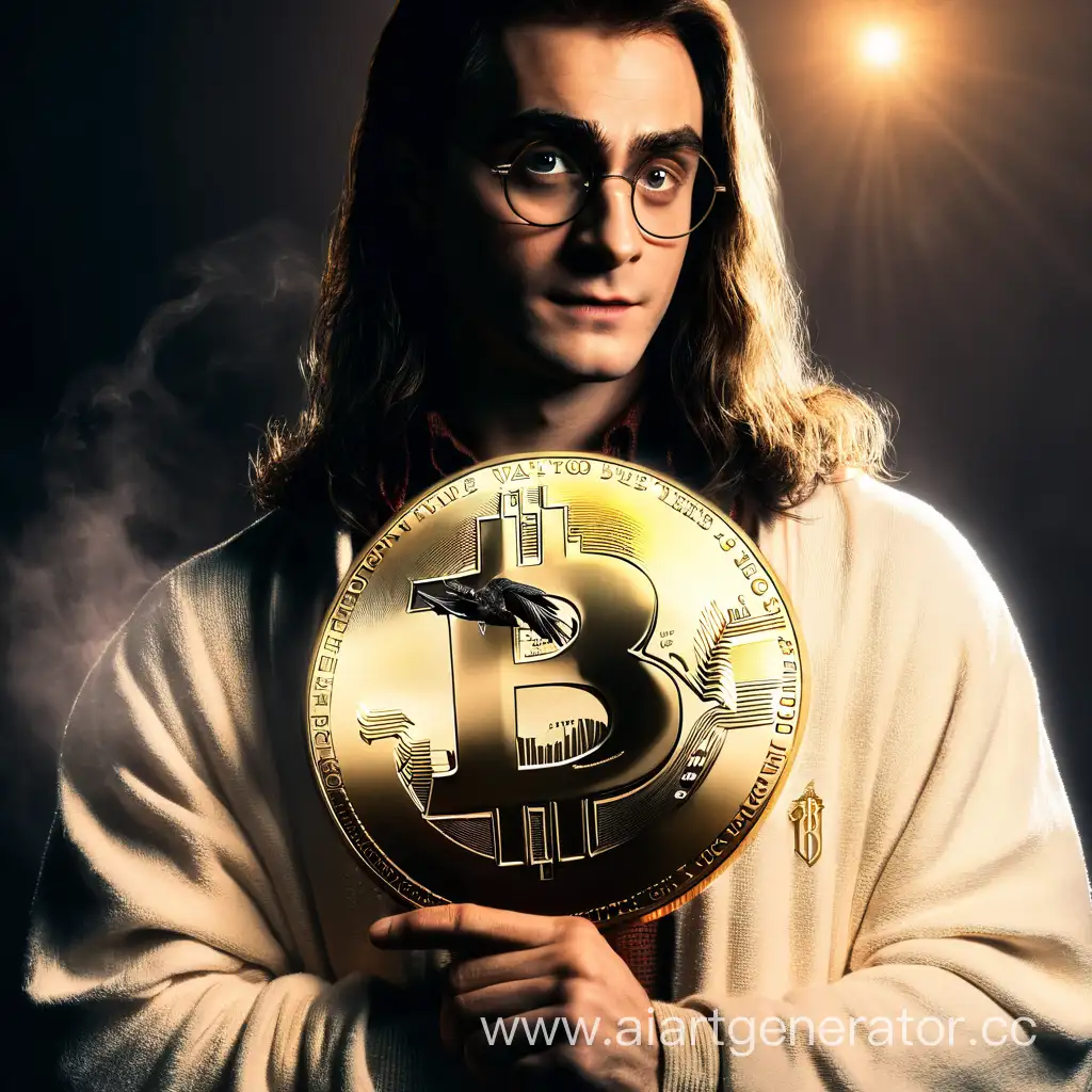 Harry-Potter-with-Illuminated-Bitcoin-Coin-Conjuring-Cryptocurrency-Horror
