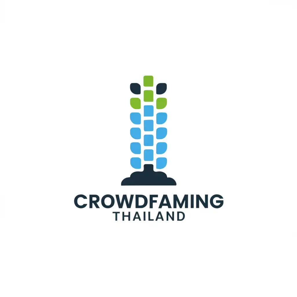 a logo design,with the text "Crowdfarming Thailand", main symbol:Aeroponic Tower,Minimalistic,be used in Technology industry,clear background