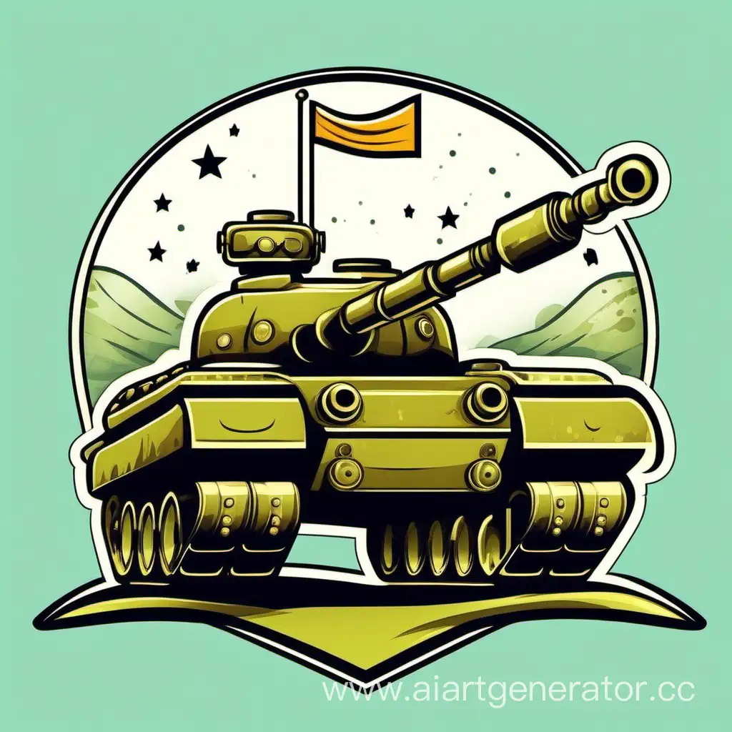 create an emblem with tank illustration for kids