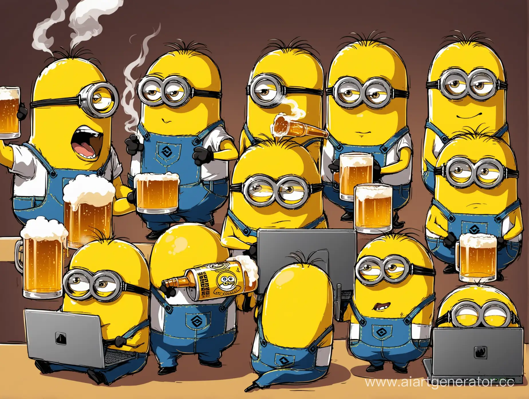 Minions-Enjoying-Beer-and-Gaming-in-Casual-Attire