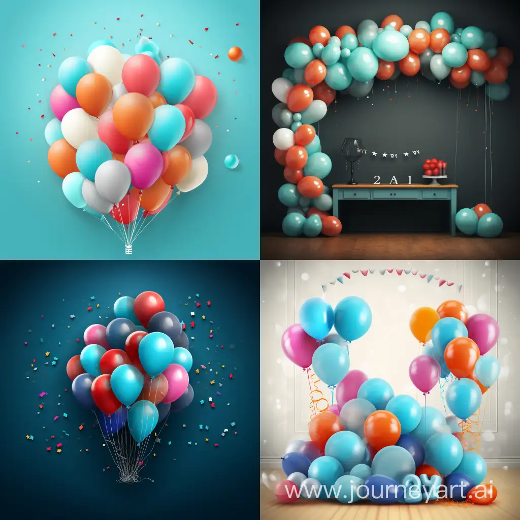 Display Happy New Year with balloons and party
