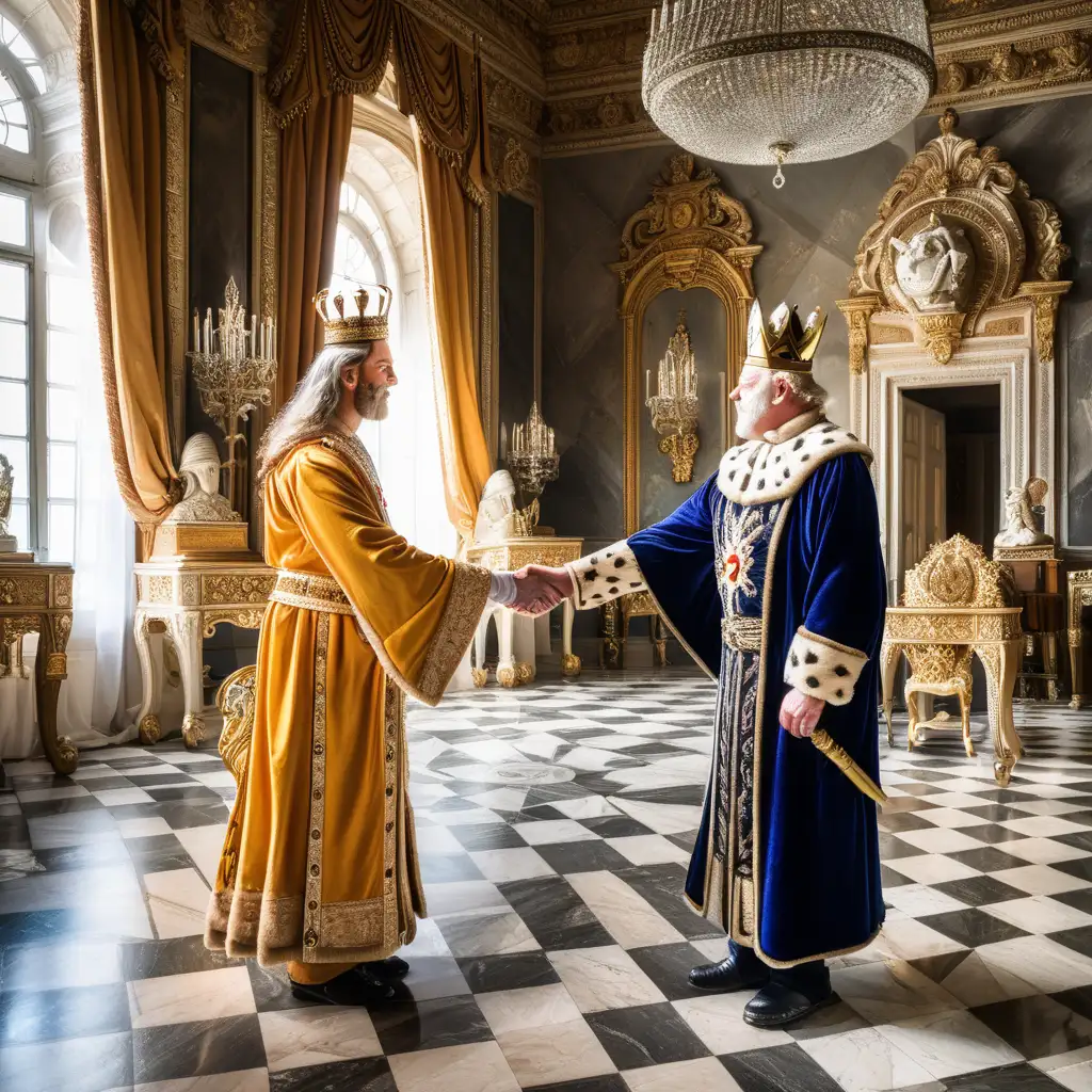 Royal Unity Two Kings Shake Hands in Majestic Palace