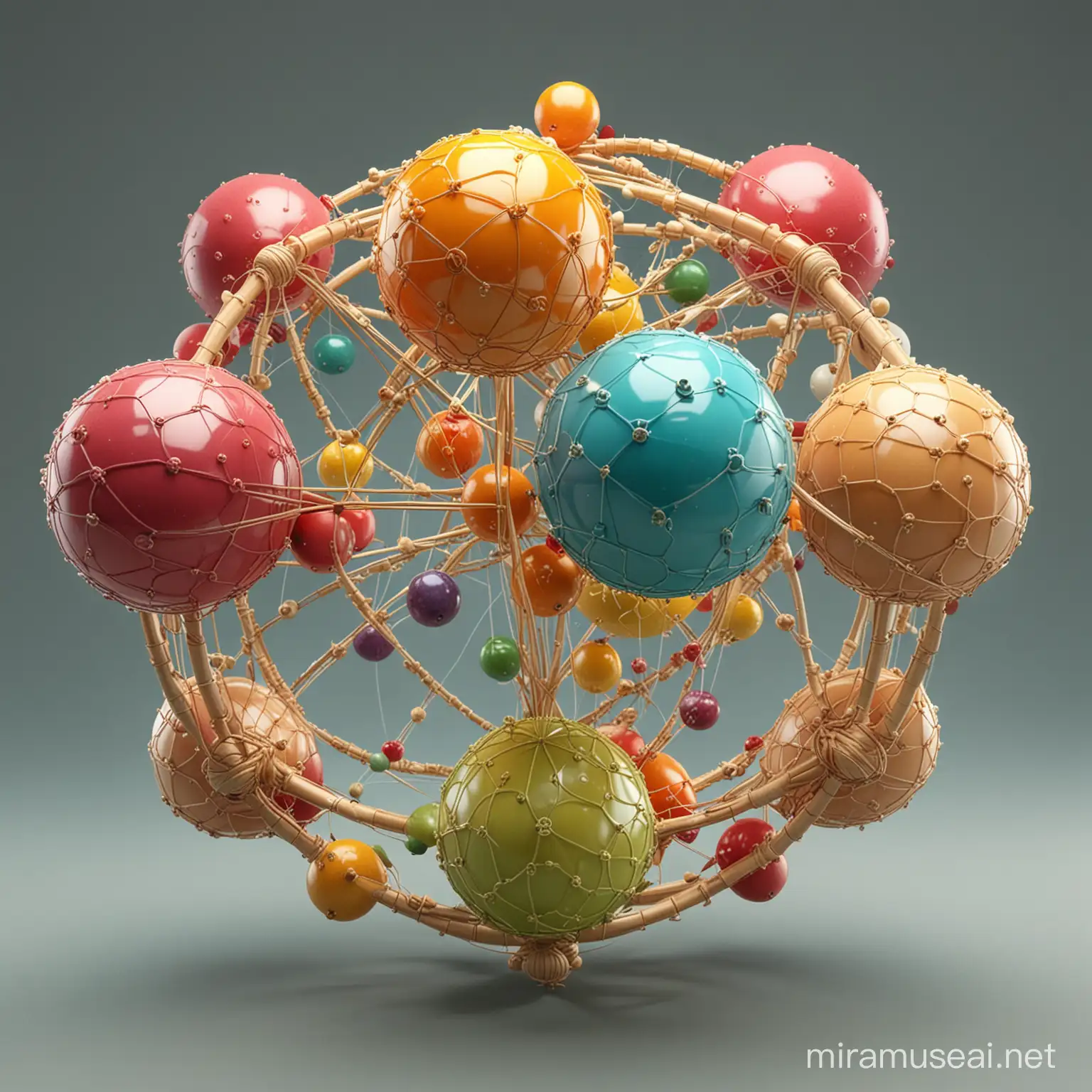 create a three-dimensional array of 13 overlapping spheres, creating the fruit of life.