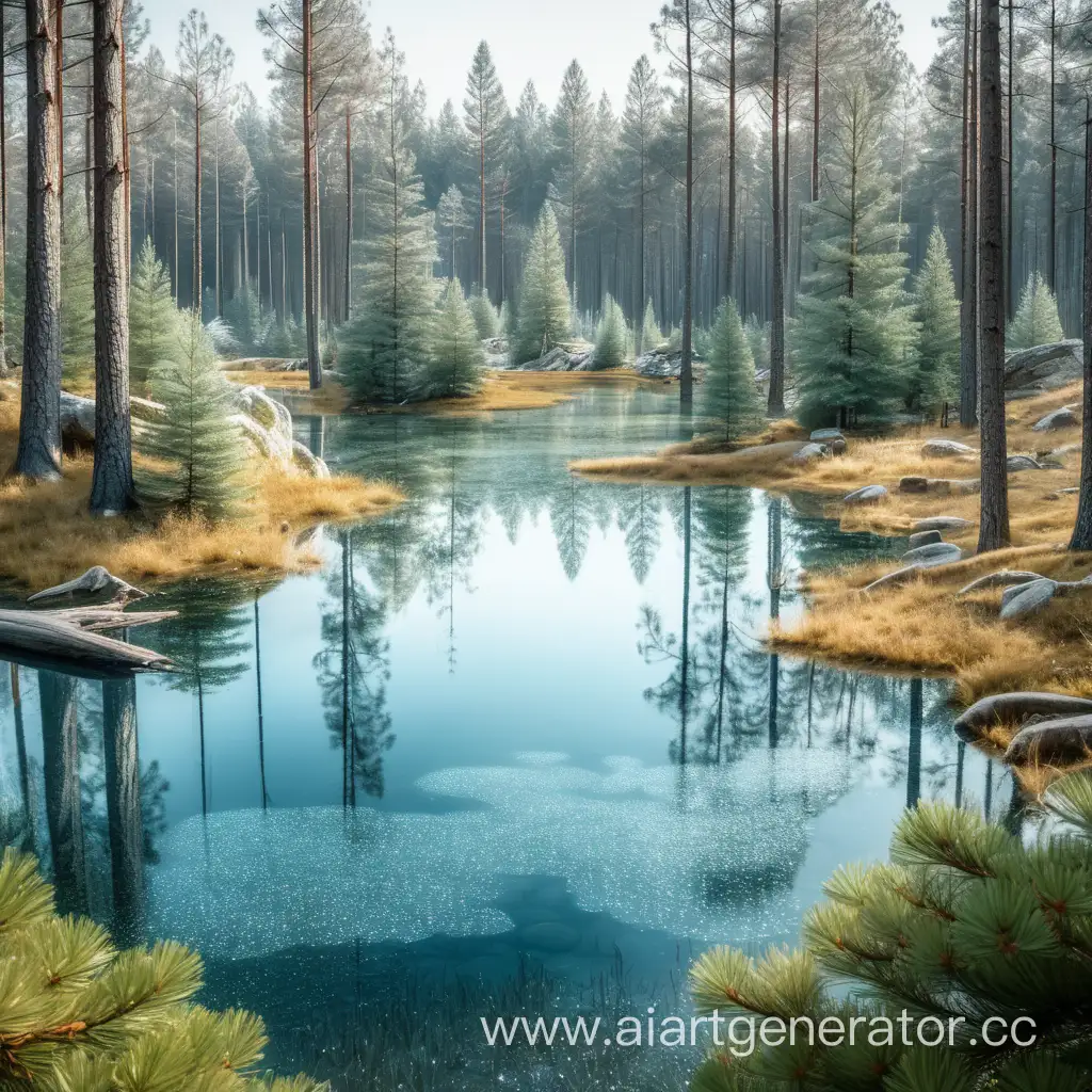 Tranquil-Small-Lake-Amidst-Pine-Crystal-Forest