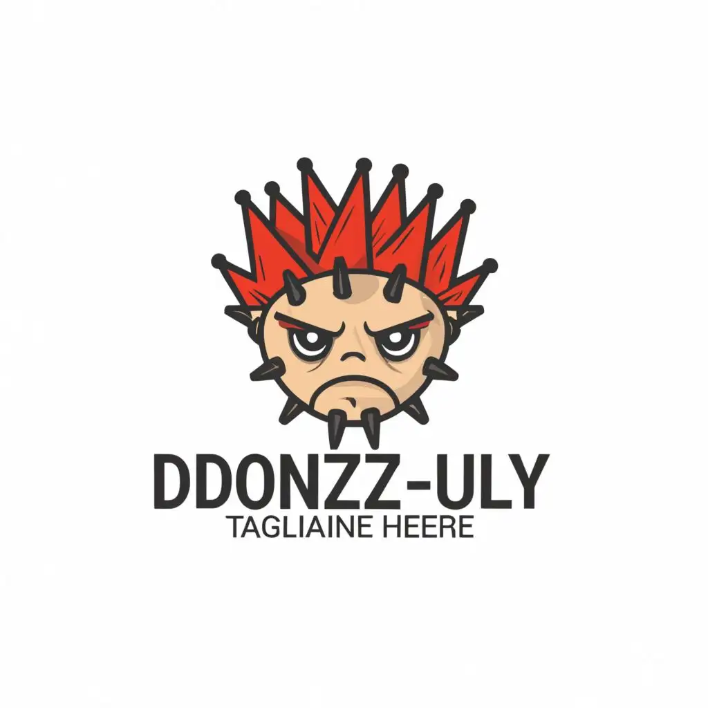 a logo design,with the text "dDonzzei-Lly", main symbol:spikes
 dDnZly  raggety head frown
,complex,be used in Technology industry,clear background