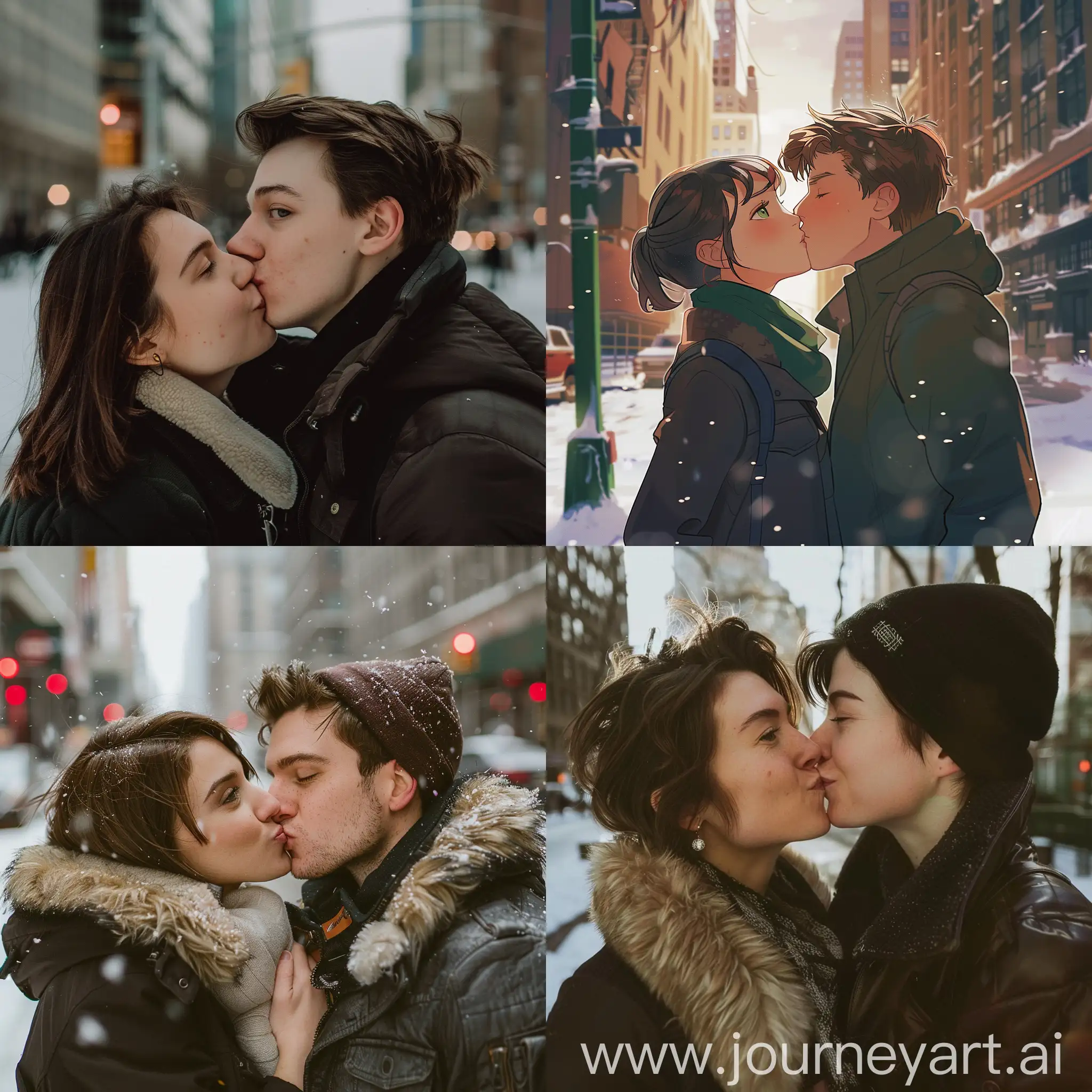 Romantic-Winter-Kiss-in-Downtown-New-York