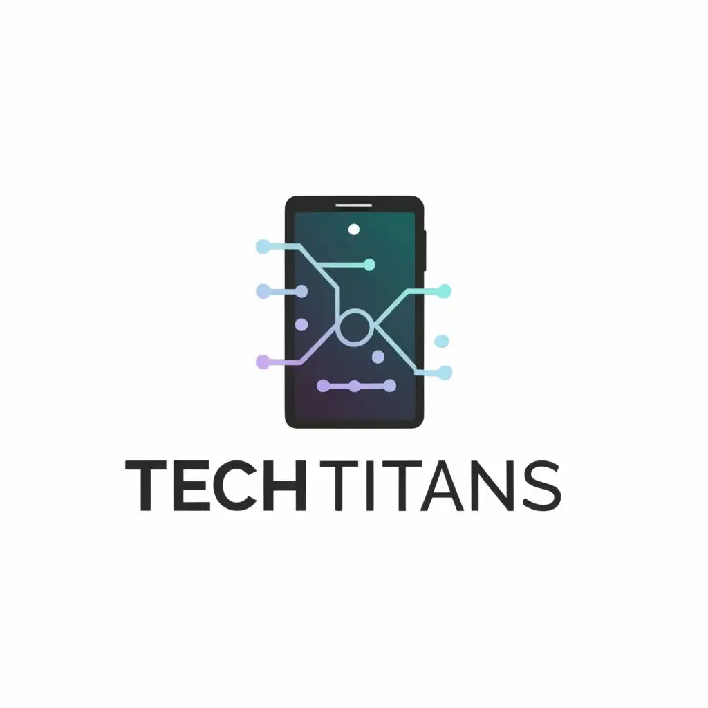 logo, a mobile phone is called tech titans, with the text "tech titans", typography, be used in Technology industry