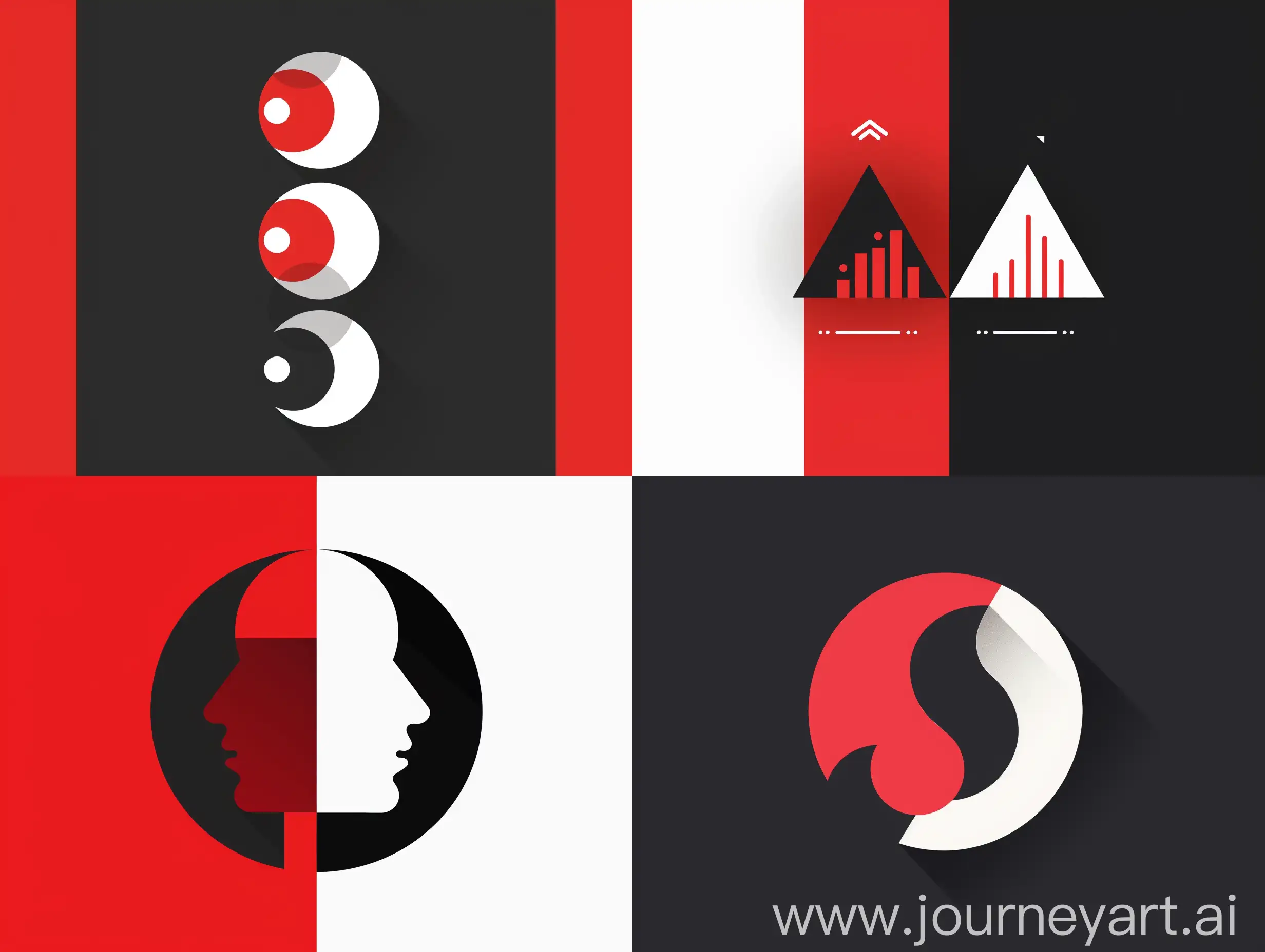 create me logo icon for agency scoreminds , color : red, black white. flat simple modern min8malistic