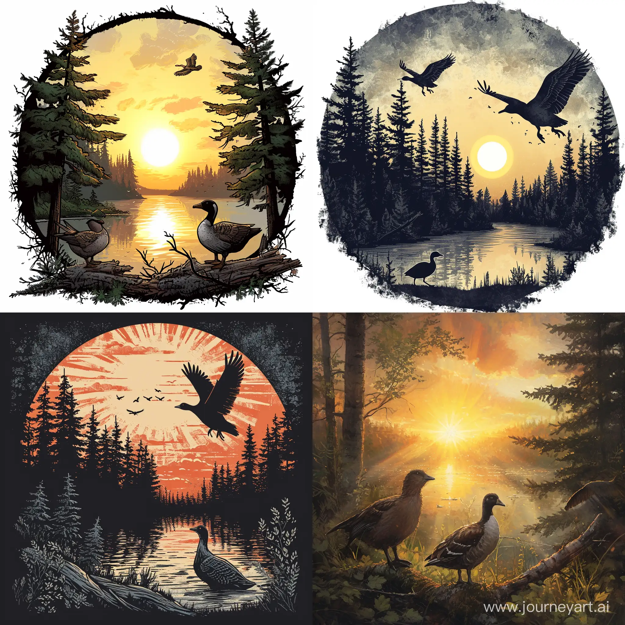 Forest-Dawn-Harmony-Beaver-and-Goose-Pose-Proudly-with-Branch