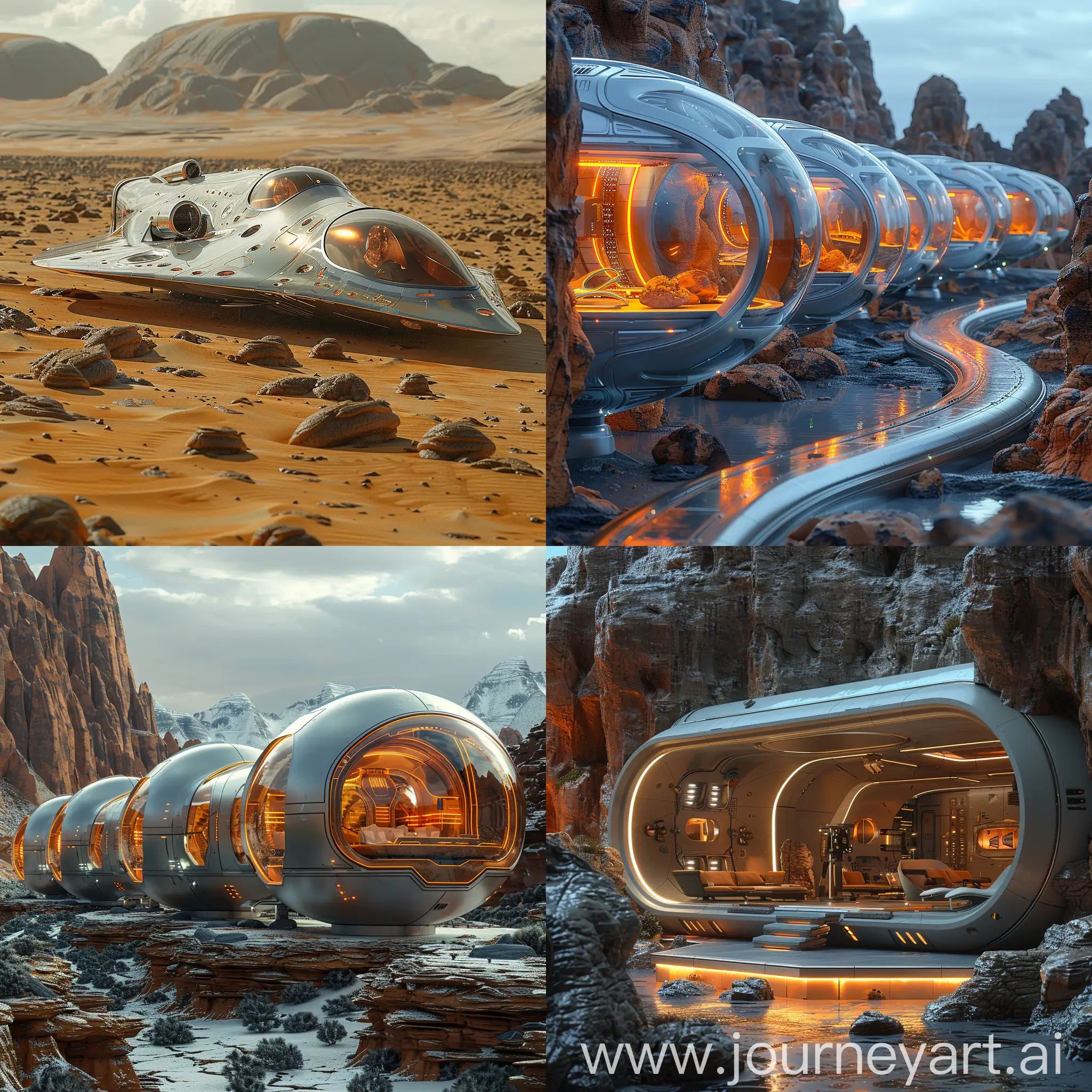 Futuristic Mars, ultra-modern, ultramodern, futuristic, stainless steel, smart materials, high tech, octane render --stylize 1000
