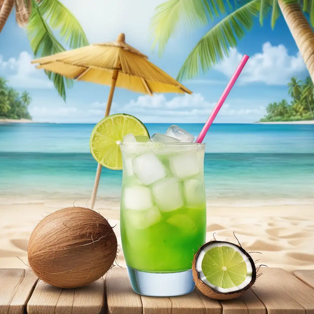 Tropical Beach Drink with Coconuts and Lime