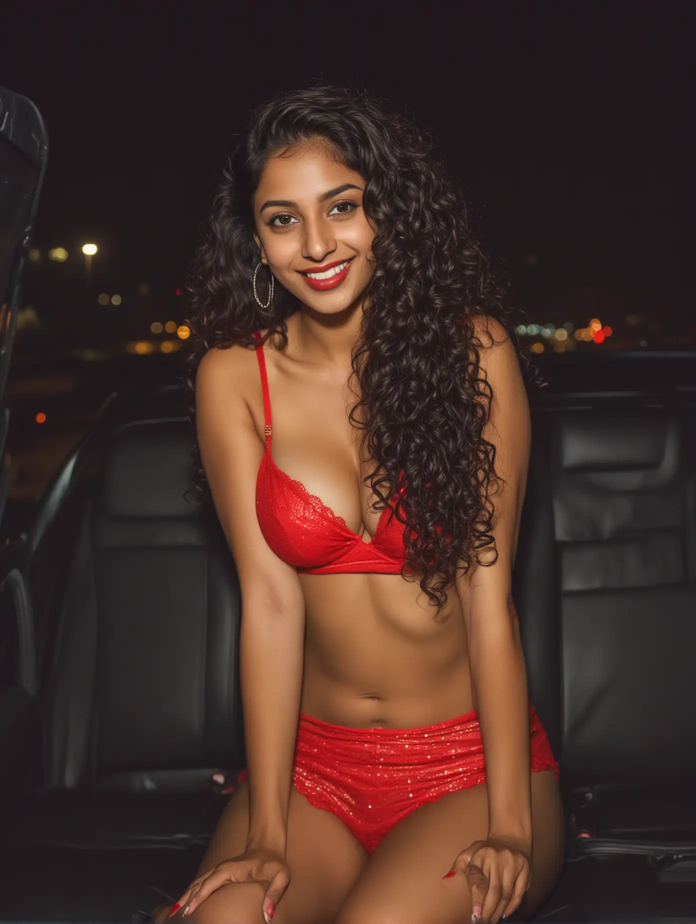 Youthful Indian Sikh Woman in Nighttime Car Portrait