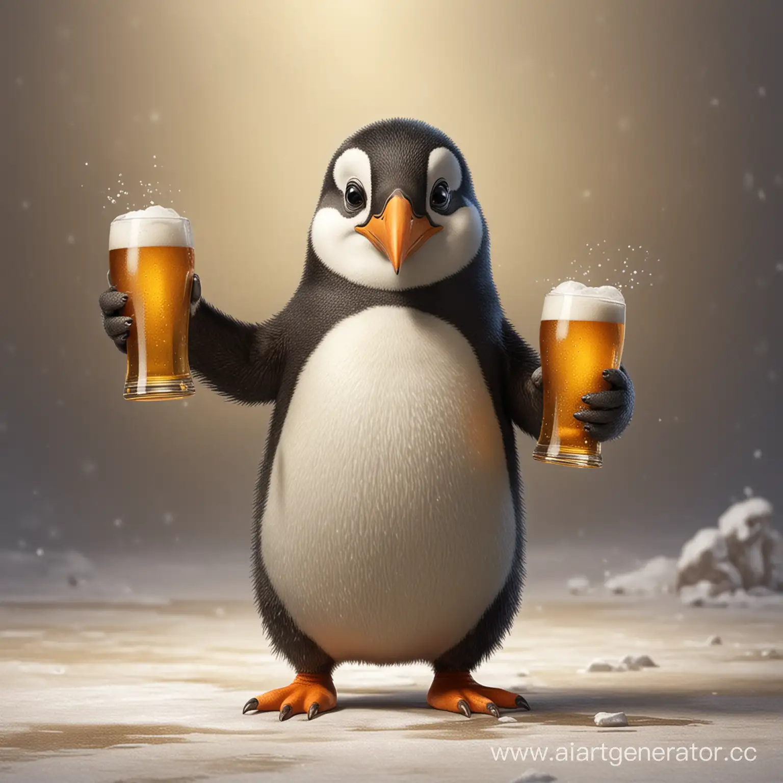 Пингвин держит пиво