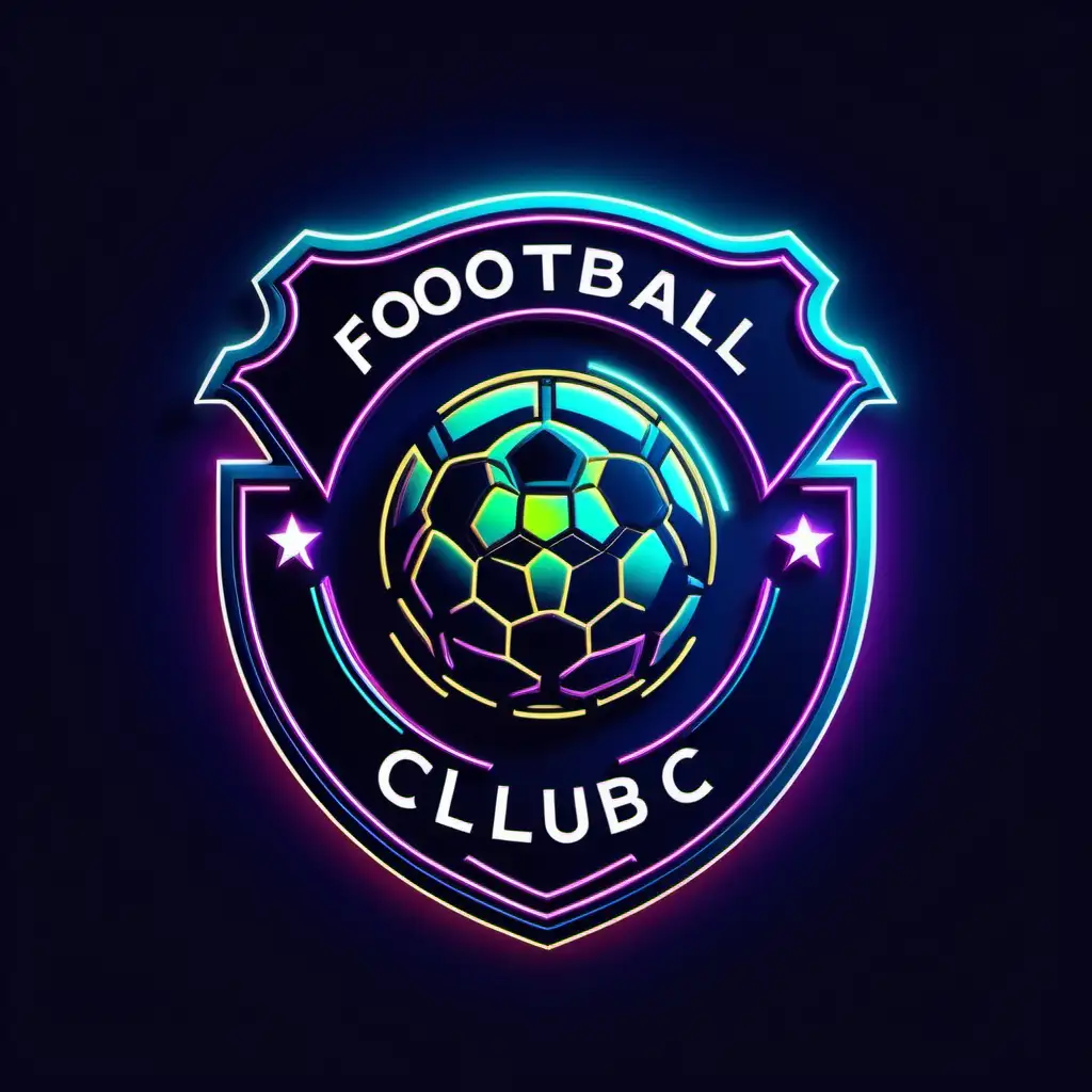 a football club logo. Futuristic. Neon ambiance
