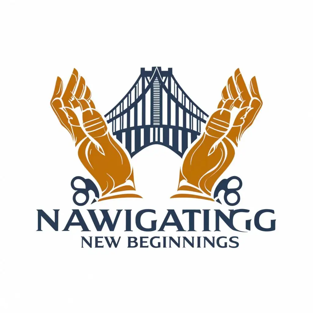 logo, bridge
Hands, with the text "Navigating New Beginnings", typography, be used in Automotive industry