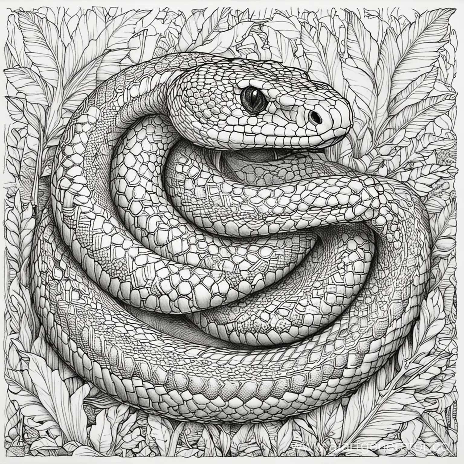 Illustrated-Snake-Coloring-Book-Pages-for-Relaxation-and-Creativity