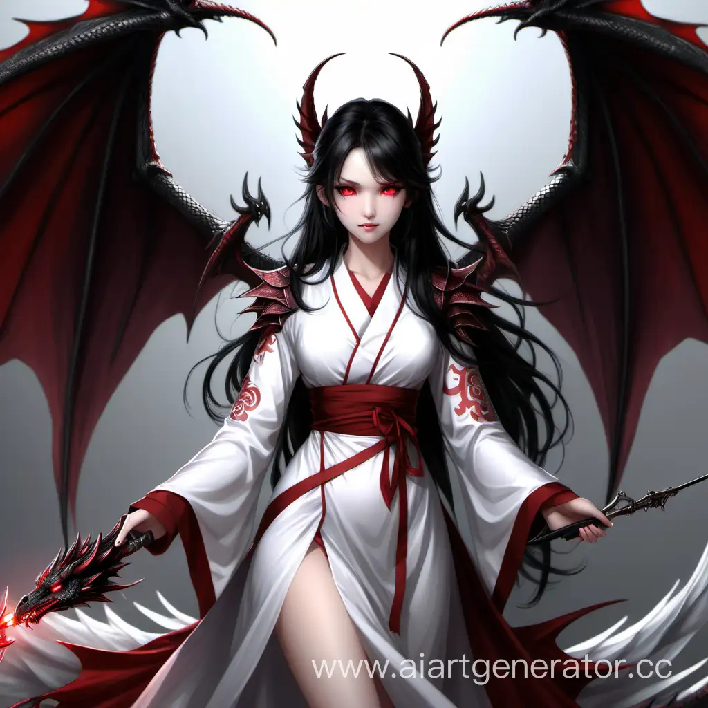 Young-Girl-in-Medical-Gown-with-Dragon-Wings-and-Spear