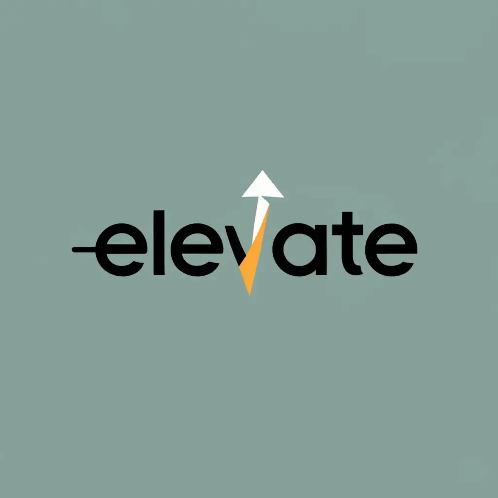 logo, minimalist, modern, with an arrow, with the text "Elevate", typography