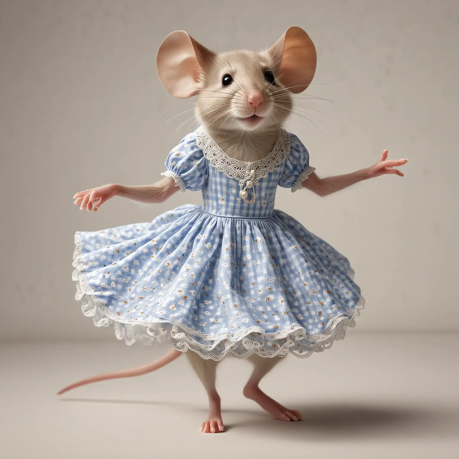 η ποντικίνα φοράει φόρεμα και χορεύει