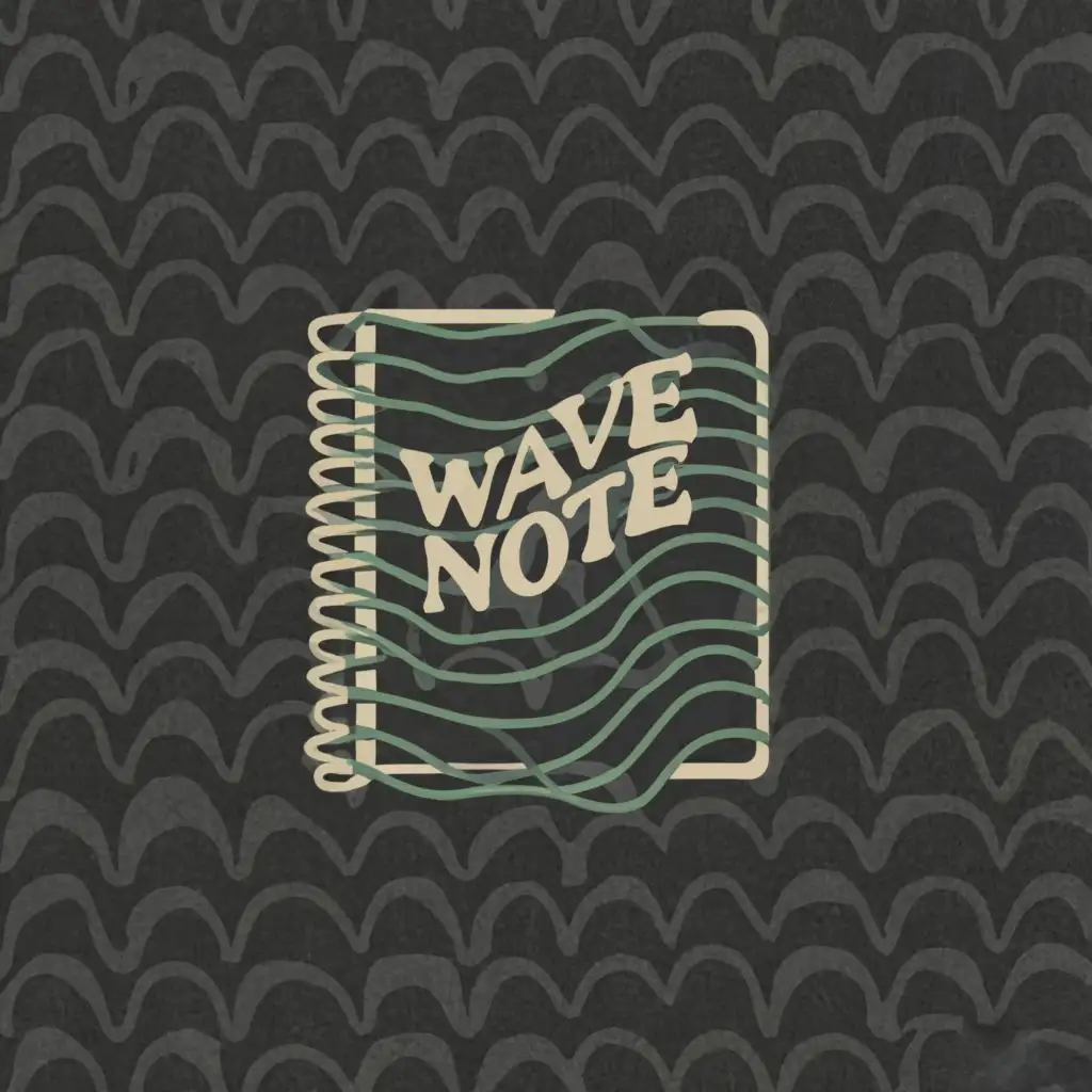 logo, wave notebook, with the text "Wave Note", typography