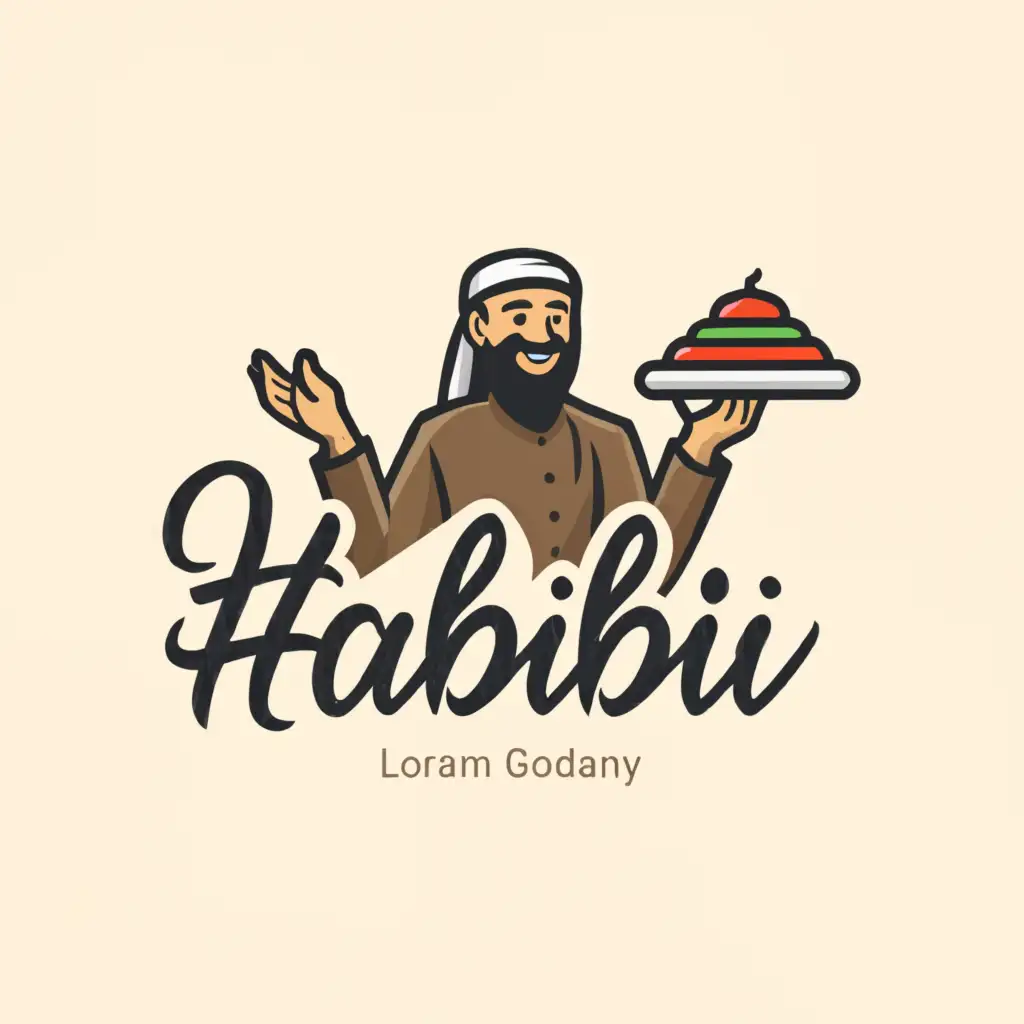 LOGO-Design-For-Habibi-Authentic-Arabic-Cuisine-with-Arab-Man-Symbol