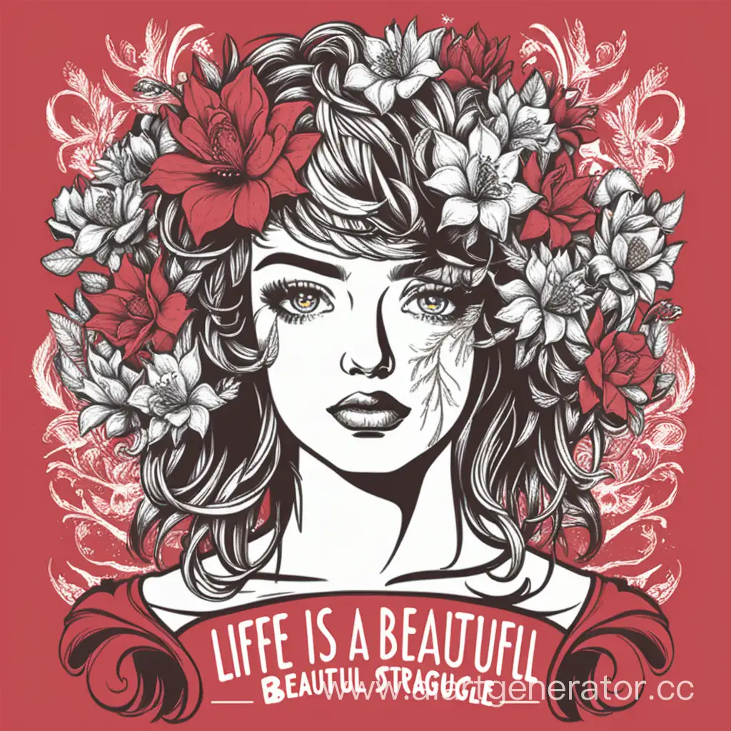  Vector t-shirt design "Life is a beautiful struggle." 
