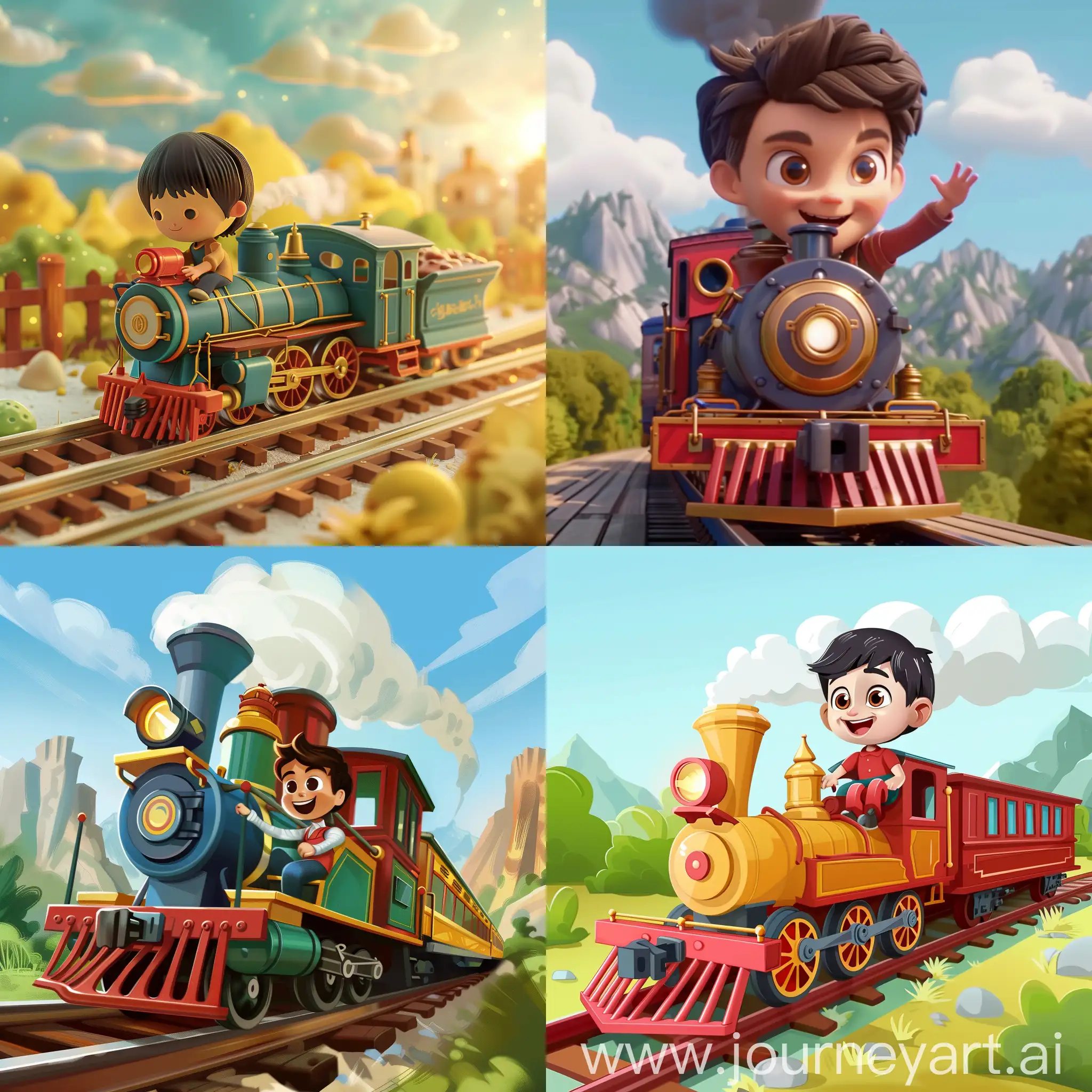make a video of a boy riding a train.