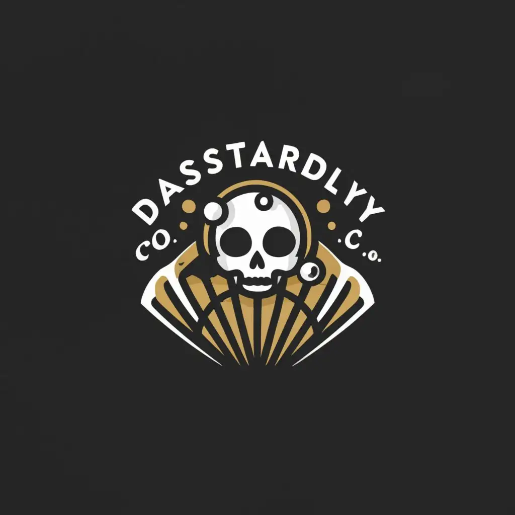 a logo design,with the text "Dastardly Beads Co.", main symbol:Skull, pearls, scallop shell, pirate,,Minimalistic,clear background
